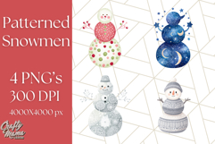 Patterned Snowman Silhouette PNG Clipart Product Image 1