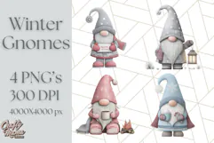 Cozy Winter Gnome Clipart PNG, Christmas Gnome Clip Art Product Image 1
