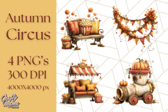 Autumn Circus Clipart Carnival Tent Fall PNG, Vintage Circus Product Image 1