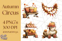 Autumn Circus Clipart Carnival Tent Fall PNG, Vintage Circus Product Image 1