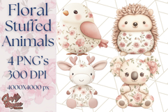 Pink Floral Stuffed Animal Clipart PNG, Cute Stuffed Animals Product Image 1