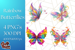 Colorful Butterfly Clipart PNG Clipart, Rainbow Butterfly Product Image 1