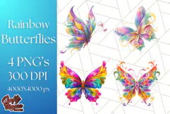 Colorful Butterfly Clipart PNG Clipart, Rainbow Butterfly Product Image 1