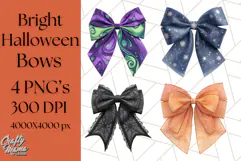 Halloween Bow Clipart, Bright Holiday Ribbon PNG Product Image 1