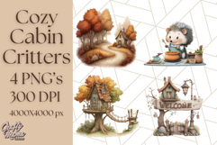 Cozy Cabin Critters Clipart PNG, Fall Animal Png Product Image 1