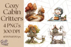 Cozy Cabin Critters Clipart PNG, Fall Animal Png Product Image 1