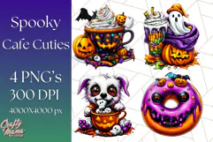 Spooky Café Cuties Halloween PNG Clipart, Holiday Elements Product Image 1