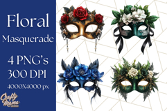 Vintage Garden Masquerade Floral Eye Mask PNG Clipart Product Image 1
