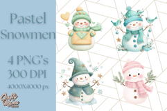 Pastel Snowman Clipart PNG, Cute Soft Winter Graphics Product Image 1