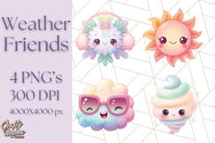 Kawaii Weather Clipart PNG, Cute Pastel Weather Icons Product Image 1