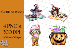 Summerween Beach Party Clipart PNG, Halloween Beach Art Product Image 1