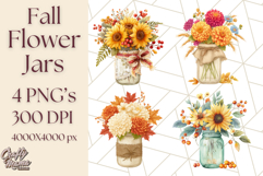 Fall Mason Jar Flowers PNG Clipart Product Image 1