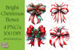 Bright Shiny Christmas Bows PNG Clipart, Winter Holiday Png Product Image 1