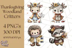 Thanksgiving Woodland Animals Clipart PNG Product Image 1