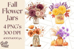 Fall Mason Jar Flowers PNG Clipart Product Image 1