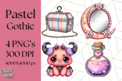 Pastel Goth Halloween PNG Clipart, Creepy Cute Art Product Image 1