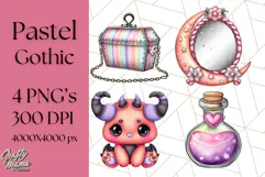Pastel Goth Halloween PNG Clipart, Creepy Cute Art Product Image 1