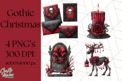 Gothic Christmas Clipart Dark Holiday PNG, Dark Christmas Product Image 1