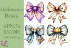 Muted Halloween Bow Clipart, Fall Ribbon PNG Autumn Hair Bow Product Image 1