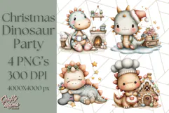 Christmas Dinosaur Party Png, Dino Clipart PNG Product Image 1