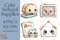 Simple School Supplies Clipart, Cute Classroom PNG Product Image 1