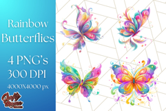 Colorful Butterfly Clipart PNG Clipart, Rainbow Butterfly Product Image 1