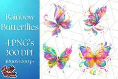 Colorful Butterfly Clipart PNG Clipart, Rainbow Butterfly Product Image 1