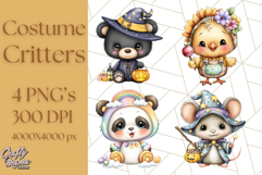 Costumed Critters Halloween Clipart PNG, Halloween Clip Art Product Image 1