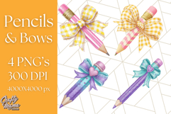 Chubby Pencil With Bows PNG Clipart, Cute School Supply Png Product Image 1