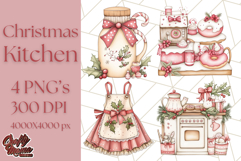 Christmas Cottagecore Kitchen Clipart PNG, Holiday Decor Product Image 1