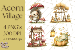 Acorn Village Clipart PNG, Fall Animal Png Product Image 1