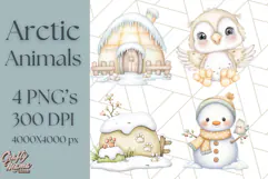 Cute Arctic Animal Clipart PNG, Cute Winter Animals Png Product Image 1