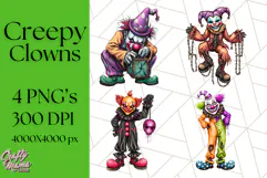 Creepy Clown Halloween PNG Clipart, Spooky Circus Art Product Image 1