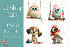 Pet Shop Clipart, Cute Big Eyed Animals, Kawaii Pets PNG Product Image 1