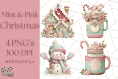 Pastel Christmas Clipart, Mint and Blush Holiday PNG Product Image 1