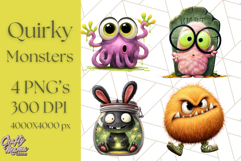 Quirky Monster Clipart PNG, Funny Spooky Creatures Product Image 1
