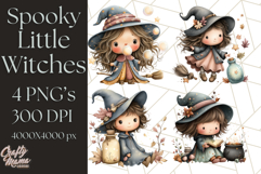 Spooky Little Witches Halloween Clipart PNG Product Image 1