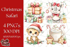Muted Cute Safari Christmas Animal PNG Clipart, Holiday Png Product Image 1