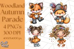 Woodland Autumn Parade Clipart PNG Fall Animals Product Image 1