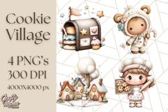 Cozy Cookie Village Clipart, Gingerbread Holiday PNG Product Image 1