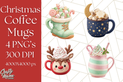 Christmas Coffee Mugs Clipart PNG Festive Cups Product Image 1
