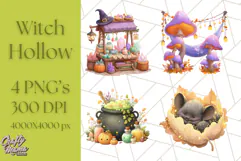 Halloween Witch House Clipart PNG with Potions and Brooms Product Image 1