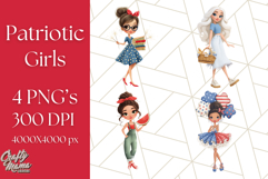Patriotic Fashion Girl Clipart PNG for 4th of July Product Image 1