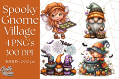 Spooky Gnome Village Clipart PNG Halloween Png Product Image 1