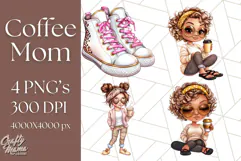 Sassy Mom Coffee PNG Clipart, Messy Bun Mom Life PNGs Product Image 1