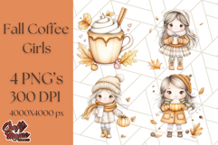 Pumpkin Spice Chibi Girls, Fall Accessories PNG, Cozy Autumn Product Image 1