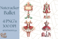 Nutcracker Ballet Clipart, Holiday Ballerina PNG Art Product Image 1