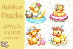 Summer Rubber Duck Clipart PNG, Cute Yellow Ducks Clip Art Product Image 1