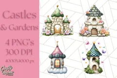 Princess Castle Clipart PNG, Enchanted Garden Artwork Product Image 1