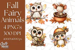 Fall Fairy Animal Clipart PNG, Woodland Creatures With Wings Product Image 1